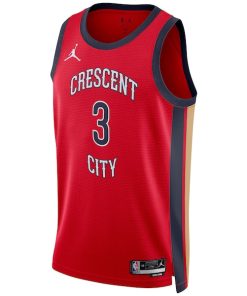 Alternative view of CJ McCollum New Orleans Pelicans Jordan Brand Unisex Swingman Jersey - Statement Edition - Red
