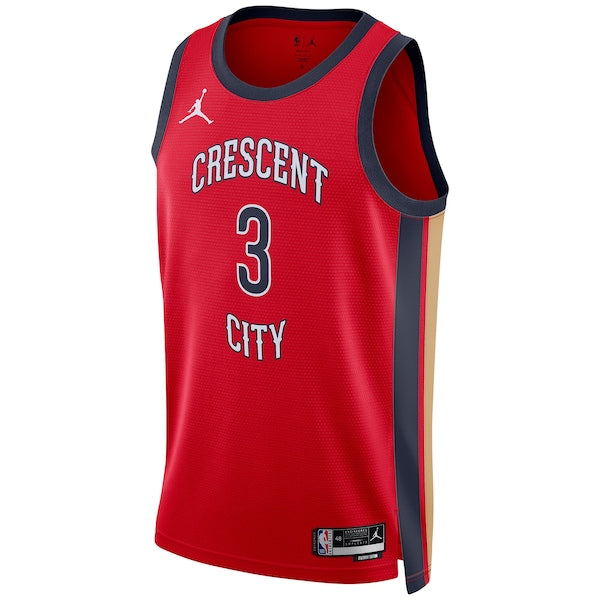 CJ McCollum New Orleans Pelicans Jordan Brand Unisex Swingman Jersey - Statement Edition - Red - Image 2