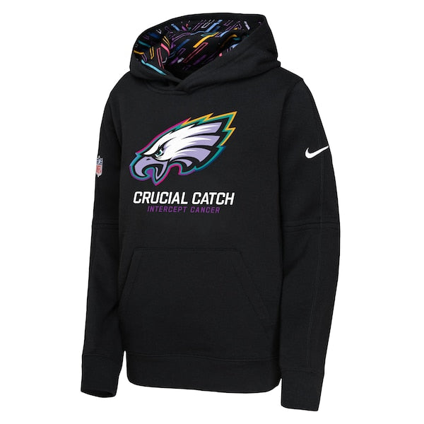 Philadelphia Eagles Nike Youth 2024 NFL Crucial Catch Pullover Hoodie - Black - Image 2