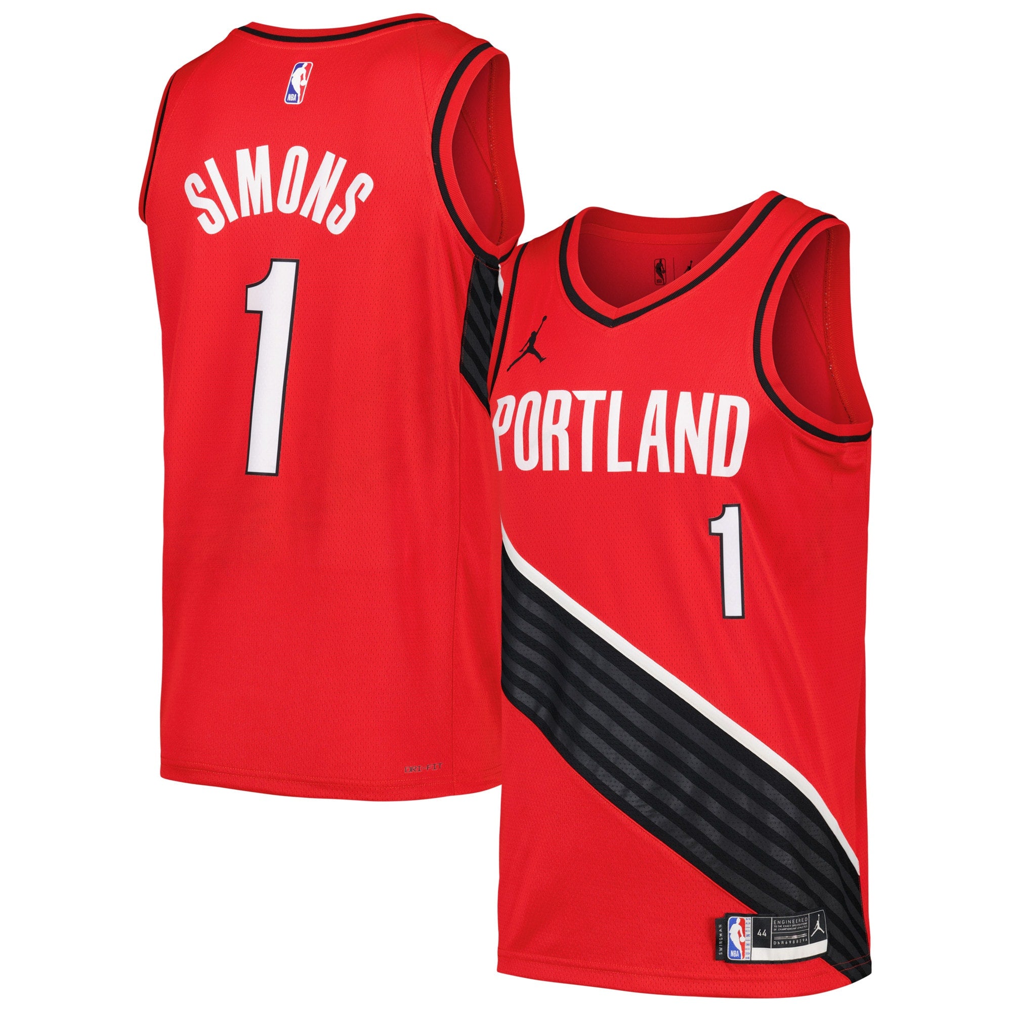 Anfernee Simons Portland Trail Blazers Nike Swingman Player Jersey - City Edition - Black/Red - Image 6