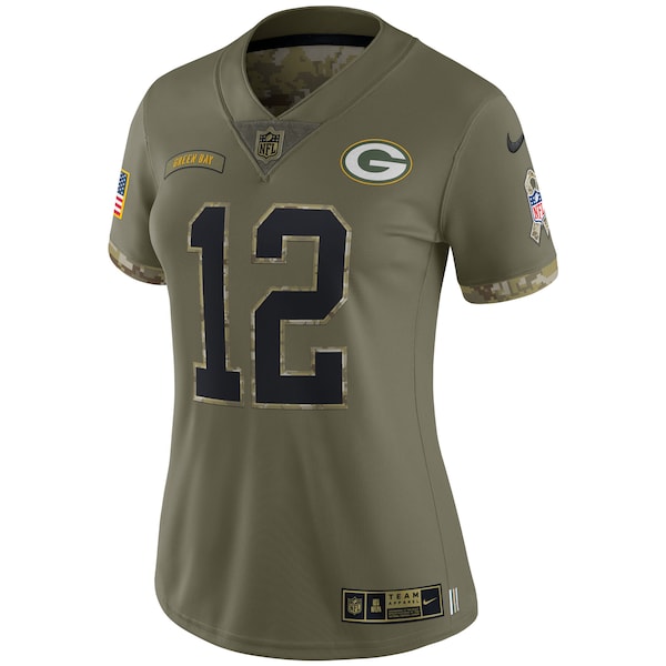 Aaron Rodgers Green Bay Packers Nike Women's 2022 Salute To Service Limited Jersey - Olive - Image 2