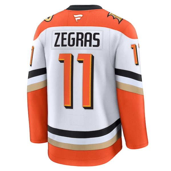 Trevor Zegras Anaheim Ducks Away Premium Jersey - White/Orange - Image 4