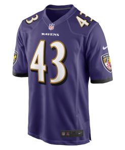 Alternative view of Justice Hill Baltimore Ravens Nike Game Jersey - Purple