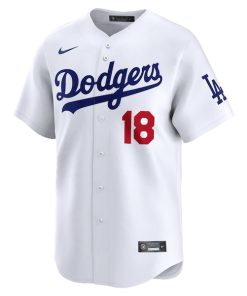 Alternative view of Yoshinobu Yamamoto Los Angeles Dodgers Nike Home Limited Player Jersey - White