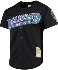 Alternative view of Randy Johnson Arizona Diamondbacks Big & Tall Cooperstown Collection Mesh Button-Up Jersey- Black