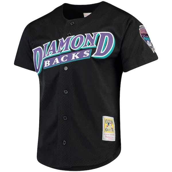 Randy Johnson Arizona Diamondbacks Big & Tall Cooperstown Collection Mesh Button-Up Jersey- Black - Image 2