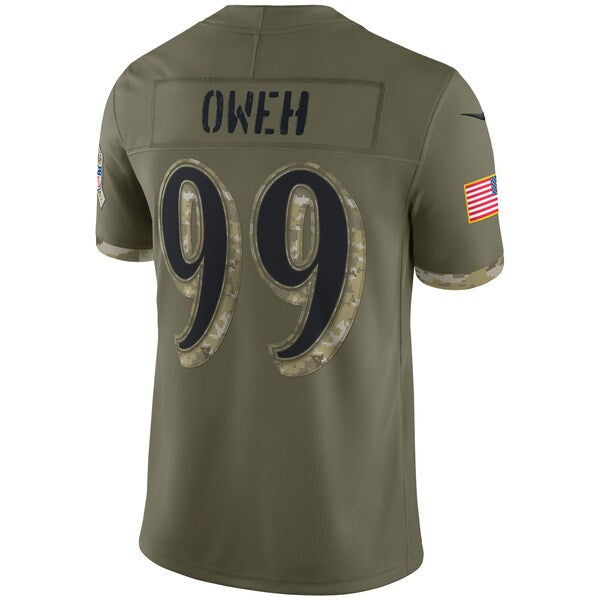 Odafe Oweh Baltimore Ravens Nike 2022 Salute To Service Limited Jersey - Olive - Image 3