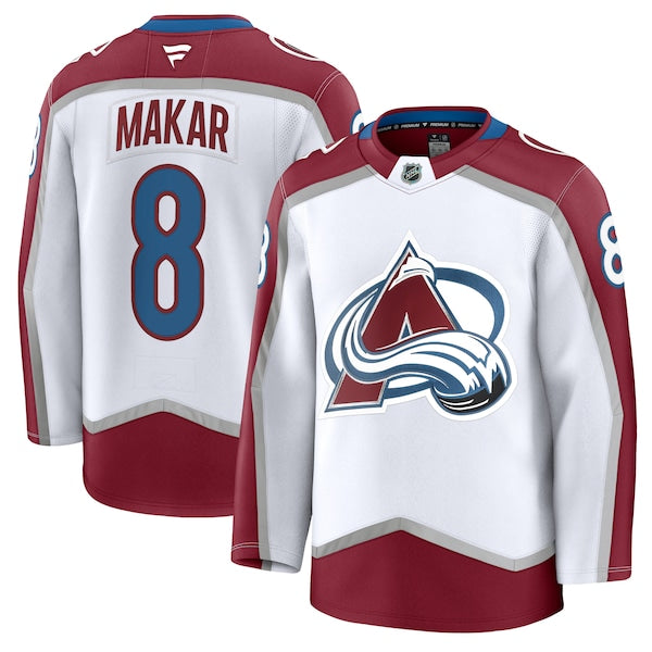 Cale Makar Colorado Avalanche Away Premium Jersey - White/Burgundy/Navy - Image 2