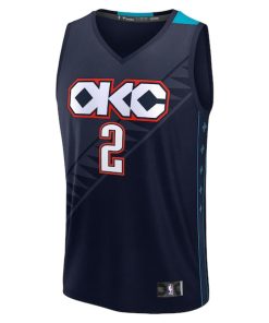 Alternative view of Shai Gilgeous-Alexander Oklahoma City Thunder  Youth 2025/26 City Edition Fast Break Jersey - Navy