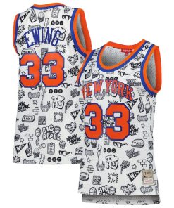 Patrick Ewing New York Knicks Women's 1991 Doodle Swingman Jersey - White