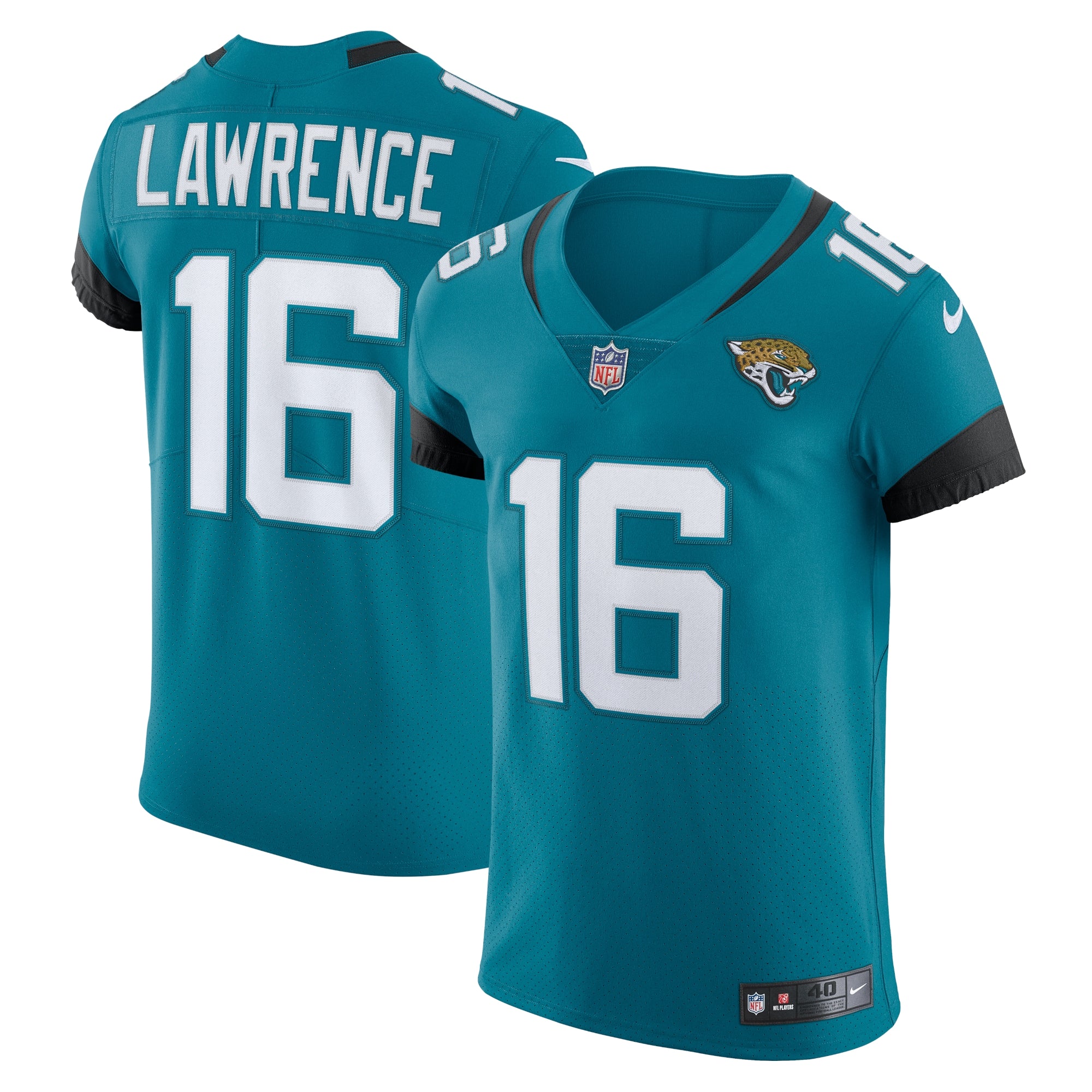Trevor Lawrence Jacksonville Jaguars Nike Vapor Elite Jersey - Black/Teal - Image 5