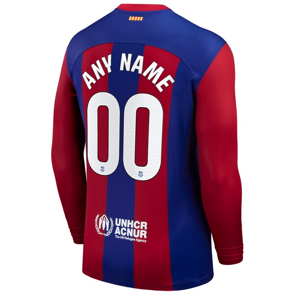 Barcelona Nike 2023 Home Replica Custom Long Sleeve Jersey - Royal - Image 3