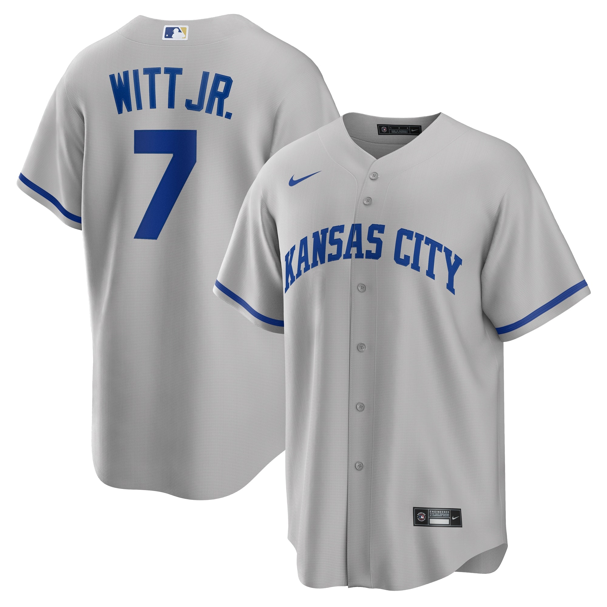 Bobby Witt Jr. Kansas City Royals Nike Alternate 2 Replica Jersey - Rush Blue/Gray/White - Image 7