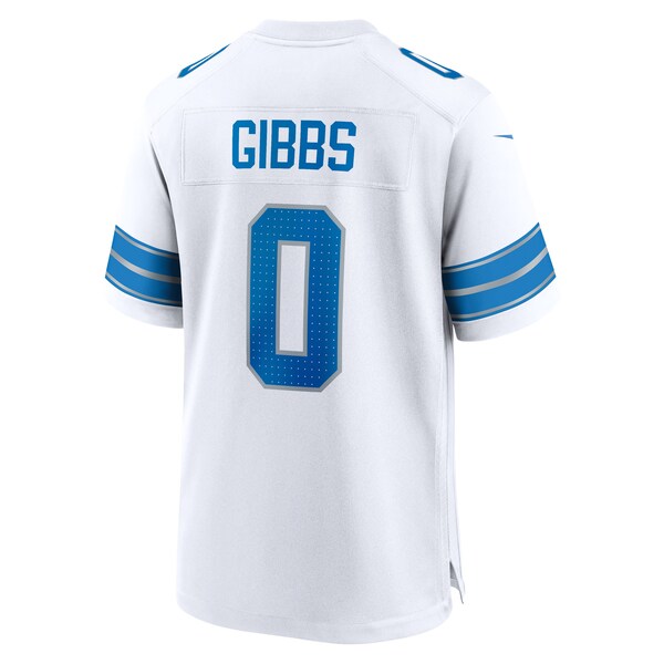 Jahmyr Gibbs Detroit Lions Nike Game Player Jersey - White/Blue/Black - Image 3