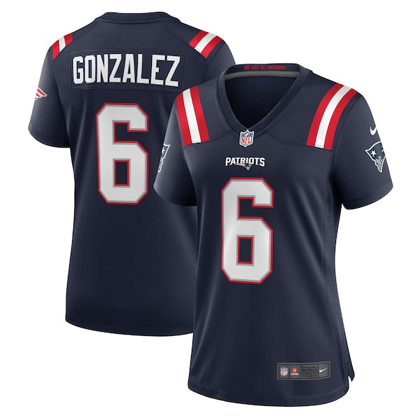 Christian Gonzalez New England Patriots Nike Women's Team Game Jersey - Navy/Red/White - Image 2