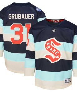 Philipp Grubauer Seattle Kraken Youth 2024 NHL Winter Classic Premier Player Jersey - Deep Sea Blue