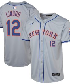 Francisco Lindor New York Mets Nike Youth Road Limited Player Jersey - Gray