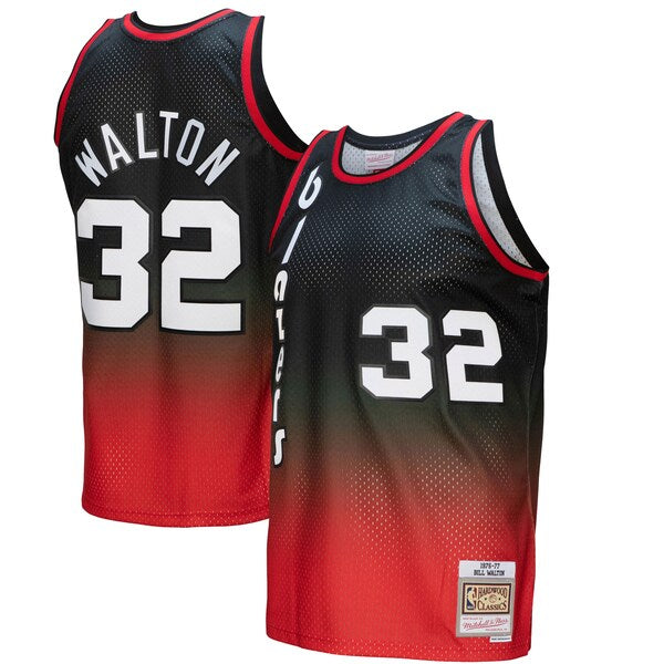 Bill Walton Portland Trail Blazers 1976/77 Hardwood Classics Fadeaway Swingman Player Jersey - Red/Black - Image 4