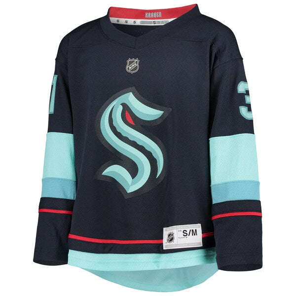Philipp Grubauer Seattle Kraken Youth Home Replica Player Jersey - Deep Sea Blue - Image 2