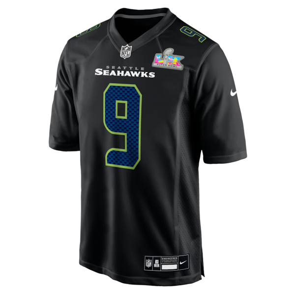 Men's Seattle Seahawks Kenneth Walker III Nike Black Super Bowl LX Patch Carbon Fashion Game Jersey - Image 2