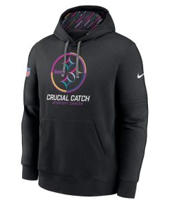 Alternative view of Pittsburgh Steelers Nike 2024 NFL Crucial Catch Club Pullover Hoodie - Black