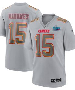 Patrick Mahomes Kansas City Chiefs Nike Super Bowl LVII Patch Atmosphere Fashion Game Jersey - Gray
