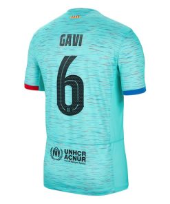 Alternative view of Gavi Barcelona Nike 2023/24 Third Replica Jersey - Aqua/Royal/White
