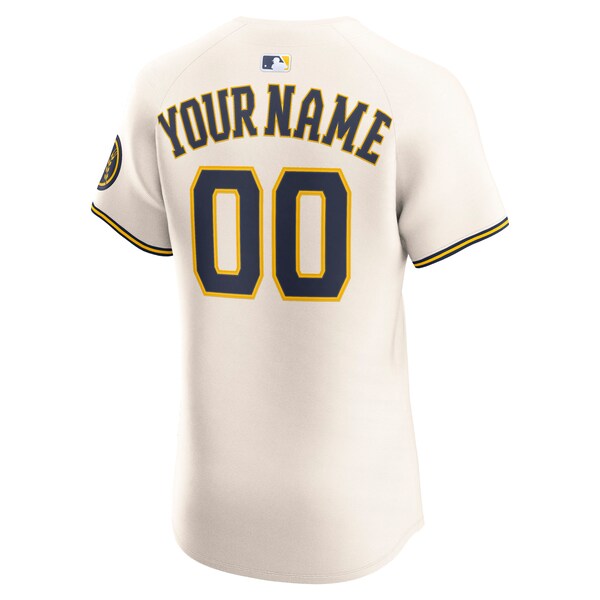 Milwaukee Brewers Nike Home Elite Custom Jersey - Cream - Image 3