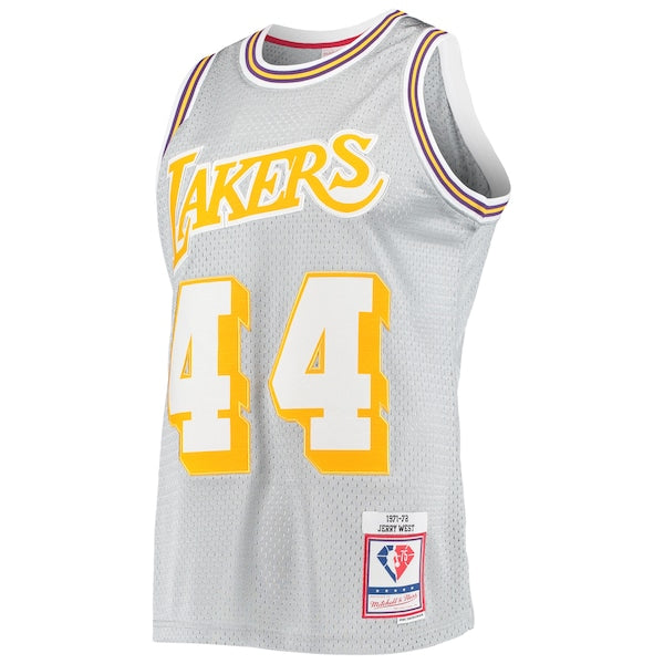 Jerry West Los Angeles Lakers 75th Anniversary 1971/72 Hardwood Classics Swingman Jersey - Silver - Image 2