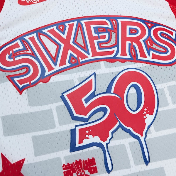 Philadelphia 76ers x Tats Cru Hardwood Classics Fashion Jersey - White - Image 4
