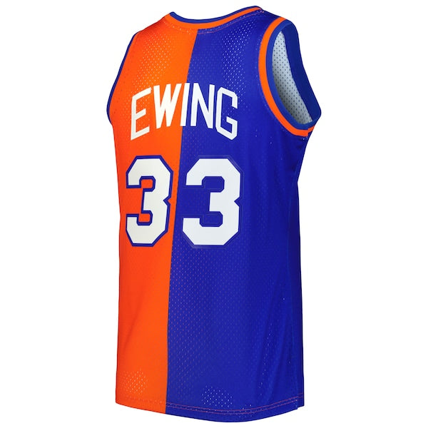 Patrick Ewing New York Knicks Hardwood Classics 1991/92 Split Swingman Jersey - Blue/Orange - Image 3