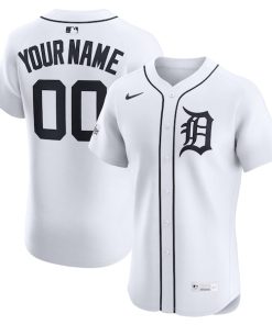 Detroit Tigers Nike Home Elite Sponsor Patch Custom Jersey - White