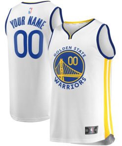 Alternative view of Golden State Warriors  Fast Break Custom Replica Jersey White - Association Edition/Royal