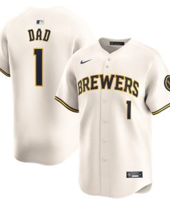 Milwaukee Brewers Nike #1 Dad Home Limited Jersey - Cream