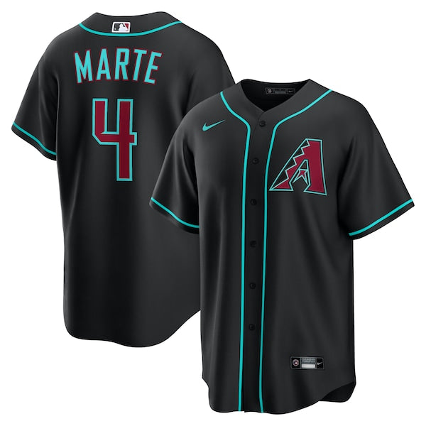 Ketel Marte Arizona Diamondbacks Nike Alternate Replica Jersey - Black/Crimson - Image 6