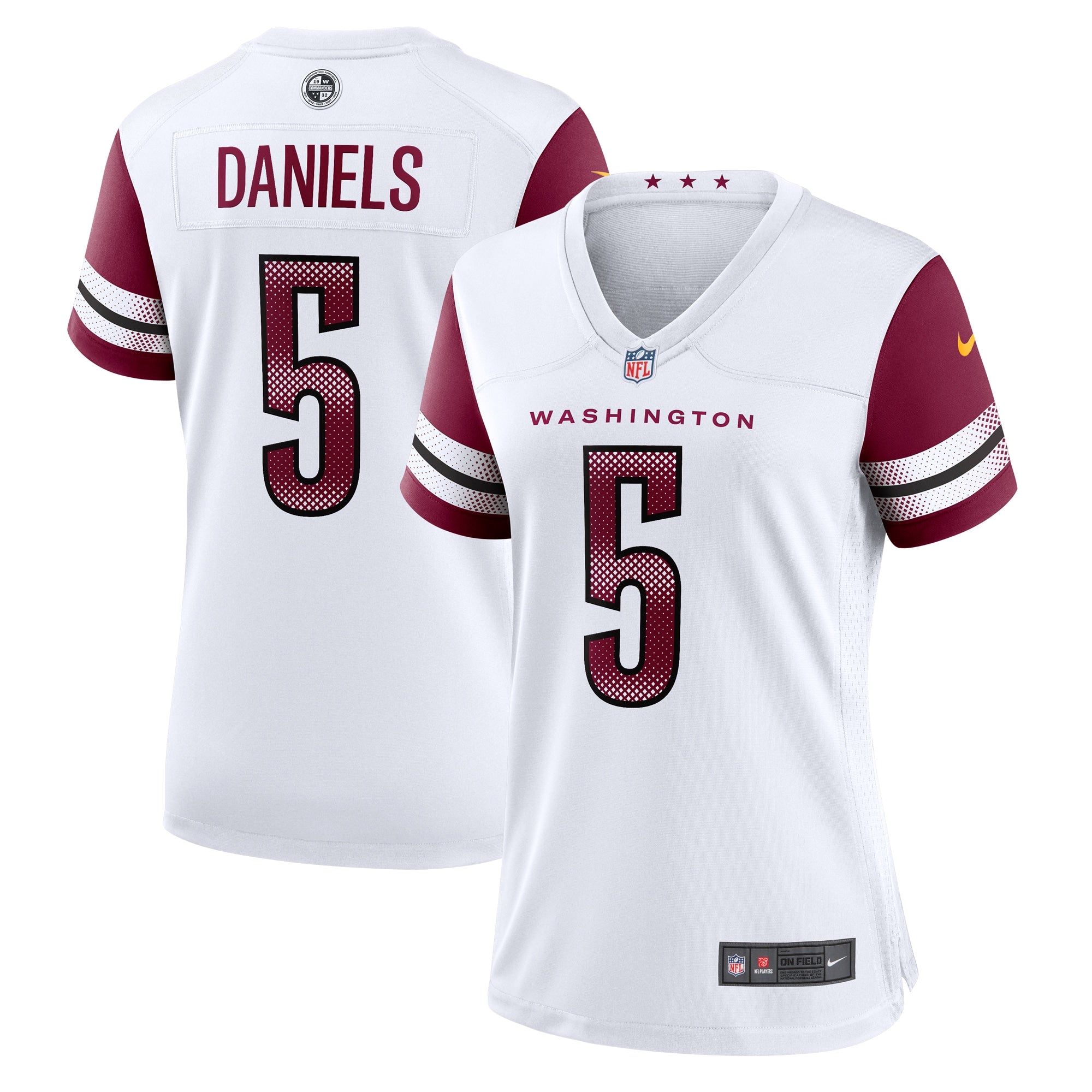 Jayden Daniels Washington Commanders Nike Women's Alternate Game Player Jersey - Black/White - Image 6