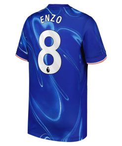 Alternative view of Enzo Fern¨¢ndez Chelsea Nike Youth 2024/25 Home Replica Player Jersey - Blue