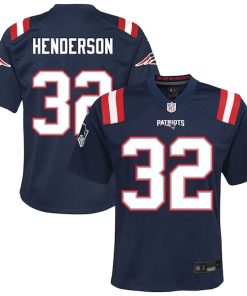 TreVeyon Henderson New England Patriots Nike Youth Team Game Jersey - Navy
