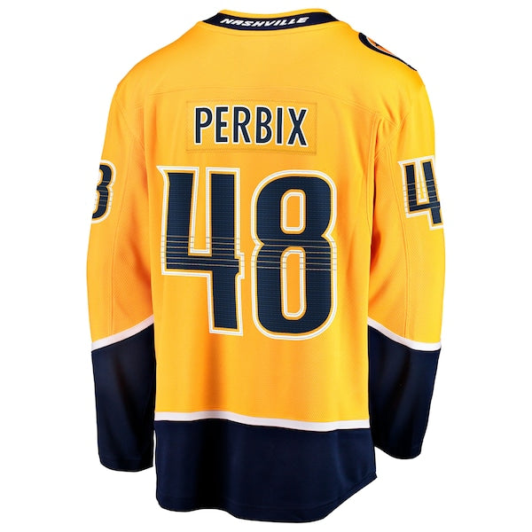 Nick Perbix Nashville Predators Home Breakaway Jersey - Gold - Image 3