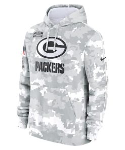 Alternative view of Green Bay Packers Nike 2024 Salute to Service Club Fleece Pullover Hoodie - Arctic Camo