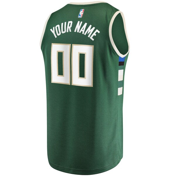 Milwaukee Bucks Youth Fast Break Custom Replica Jersey Hunter Green - Icon Edition - Image 3