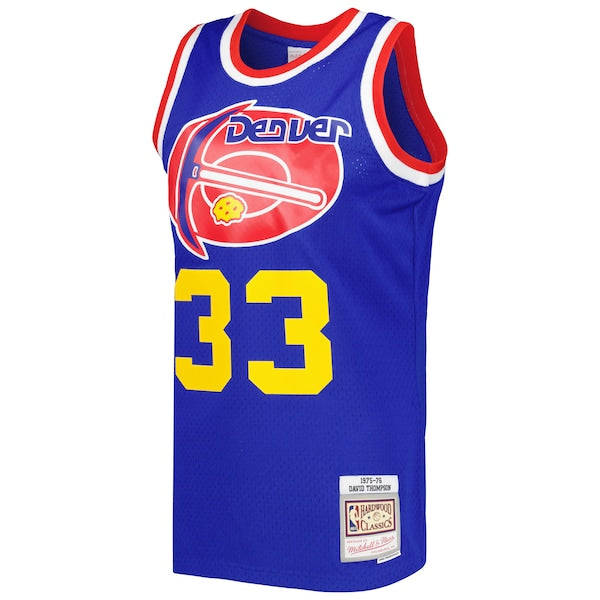 David Thompson Denver Nuggets Hardwood Classics 1975/76 Swingman Jersey - Royal - Image 2
