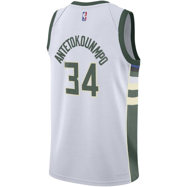 Giannis Antetokounmpo Milwaukee Bucks Nike Youth Swingman Jersey - Association Edition - White - Image 3