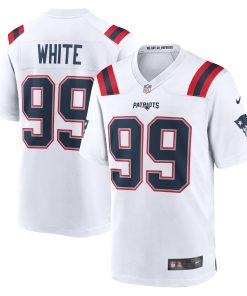 Alternative view of Keion White New England Patriots Nike Alternate Team Game Jersey - Red/Navy/White