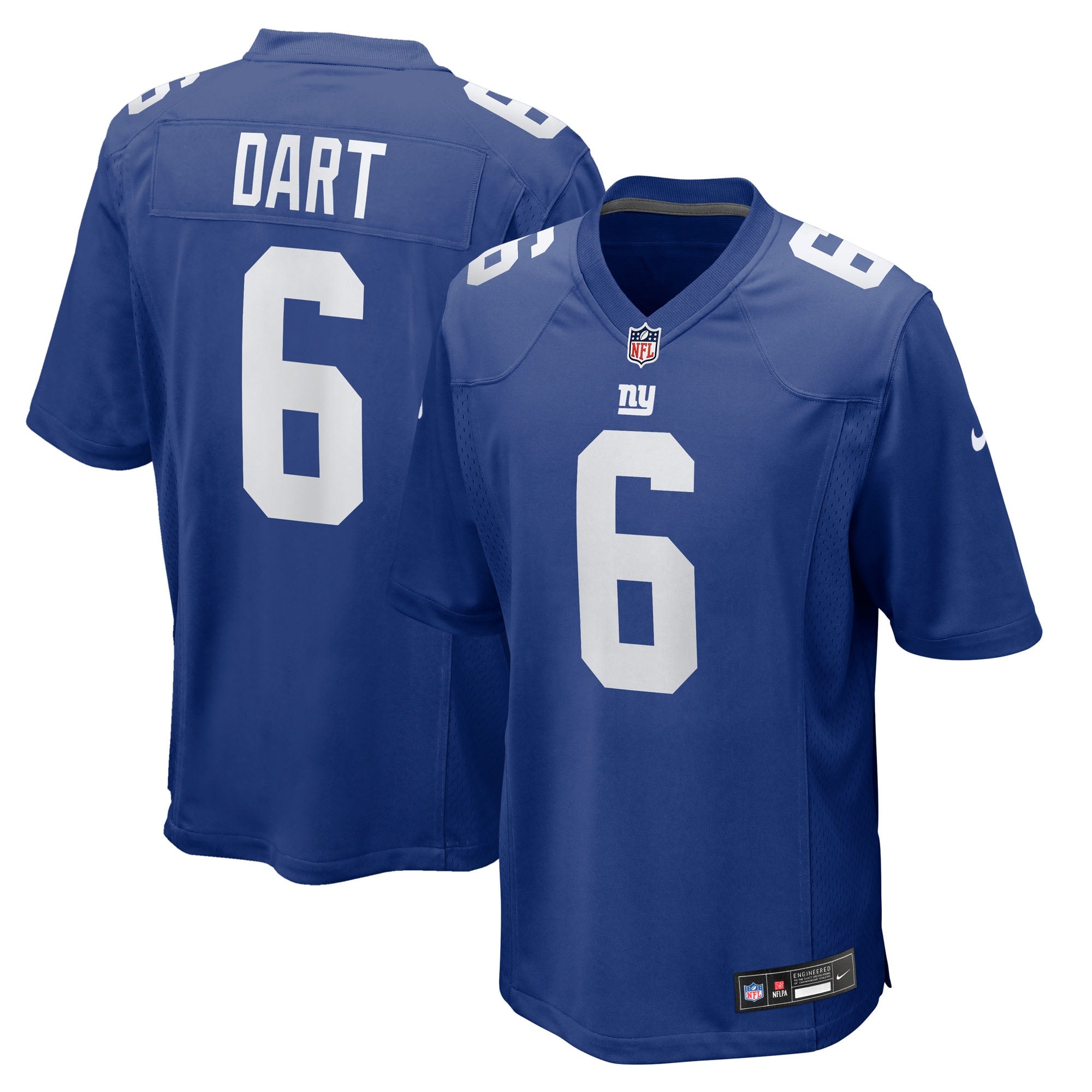 Jaxson Dart New York Giants Nike Youth Game Jersey - White/Royal/Red - Image 7