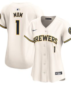Milwaukee Brewers Nike Women's #1 Mom Home Limited Jersey - Cream