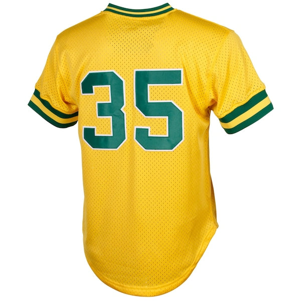 Rickey Henderson Oakland Athletics Cooperstown Mesh Batting Practice Jersey - Yellow - Image 4