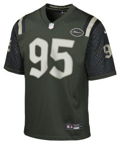 Alternative view of Quinnen Williams New York Jets Nike Youth 2025 Rivalries Collection Game Jersey - Gotham Green