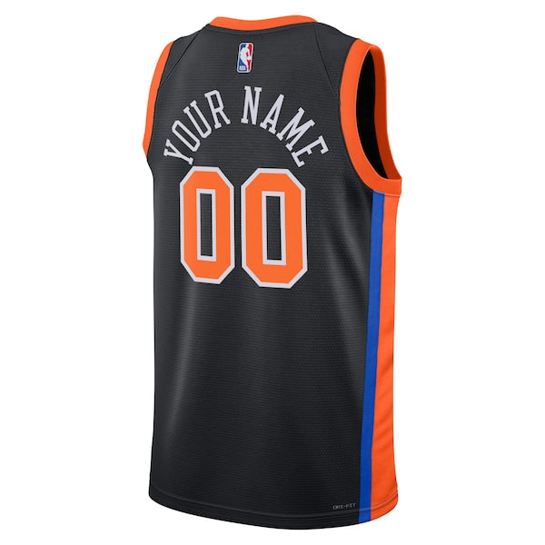 New York Knicks Nike Unisex 2022/23 Swingman Custom Jersey - City Edition - Black - Image 3