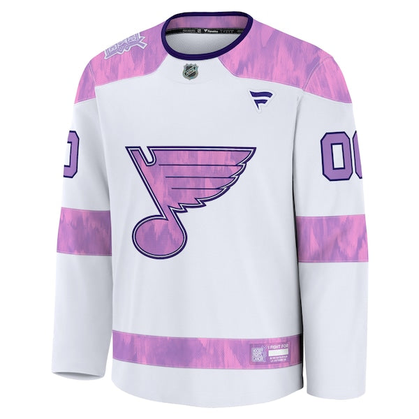 St. Louis Blues 2024 Hockey Fights Cancer Custom Practice Jersey - White - Image 2
